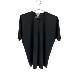 Cos Black Polyester Pleated Half-Zip Top Size S